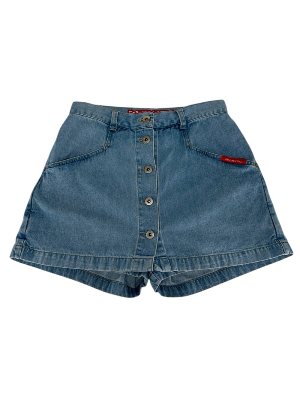 NO EXCUSES / Light Blue Denim Vintage 90’s Skort / Size 9-10 / Festival Boho